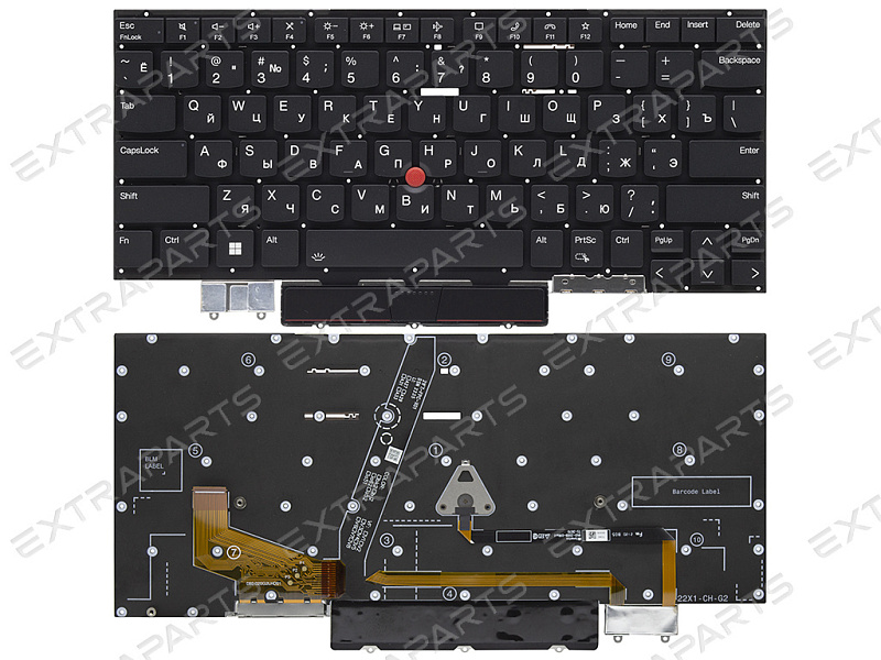 Клавиатура для Lenovo ThinkPad X1 Carbon (10th gen) черная с подсветкой