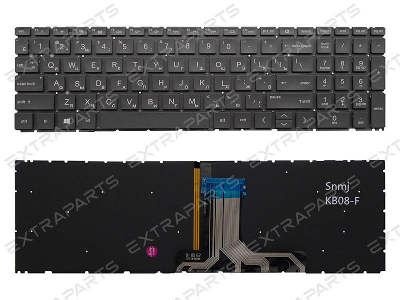 Клавиатура для HP Pavilion 15-eh серая с подсветкой