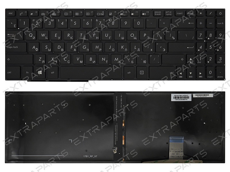Клавиатура Asus VivoBook Pro 15 X580GD черная с подсветкой