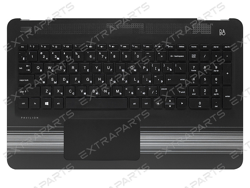 Топ-панель для HP Pavilion 15-aw черная без подсветки (белые полосы)