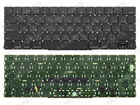 Клавиатура для Apple MacBook Pro Retina 13" A2159 Mid 2019 черная с подсветкой (горизонтальный Enter)