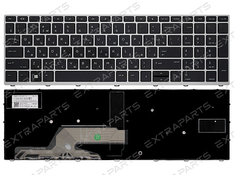 Клавиатура для HP ProBook 650 G4 черная с серой рамкой (оригинал)