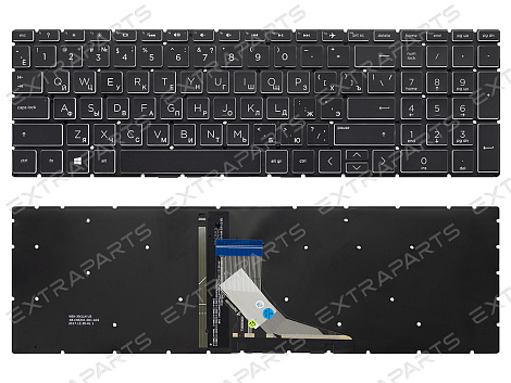 Клавиатура HP Pavilion 15-cw черная с подсветкой (белые клавиши)