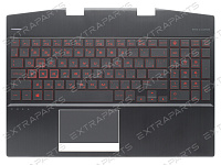 Топ-панель для  HP Omen 15-dh черная с подсветкой (красные клавиши)
