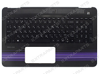 Топ-панель для HP Pavilion 15-aw черная с подсветкой (фиолетовые полосы)