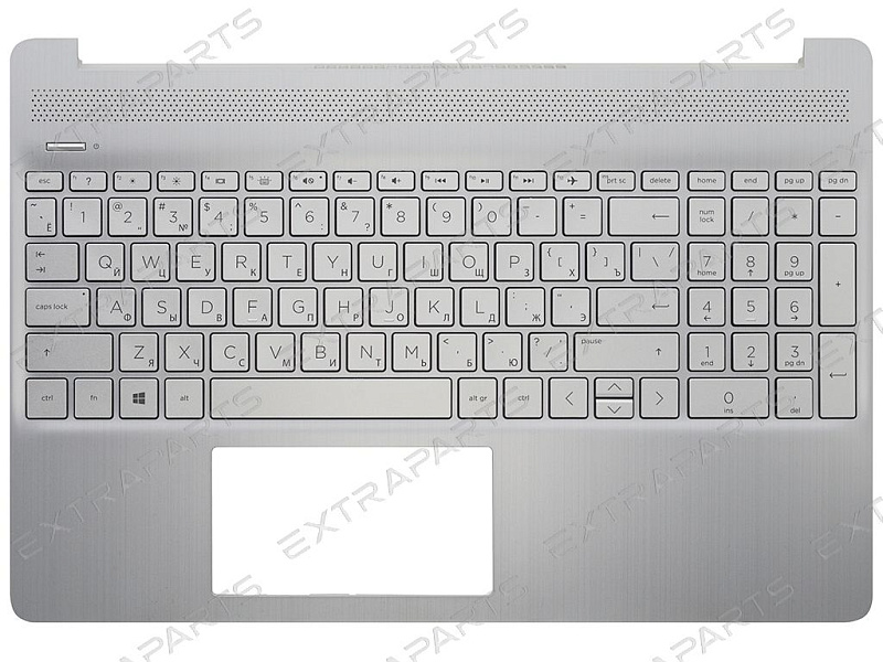Топ-панель HP 15-ef серебряная с подсветкой (для моделей без сканера отпечатка)