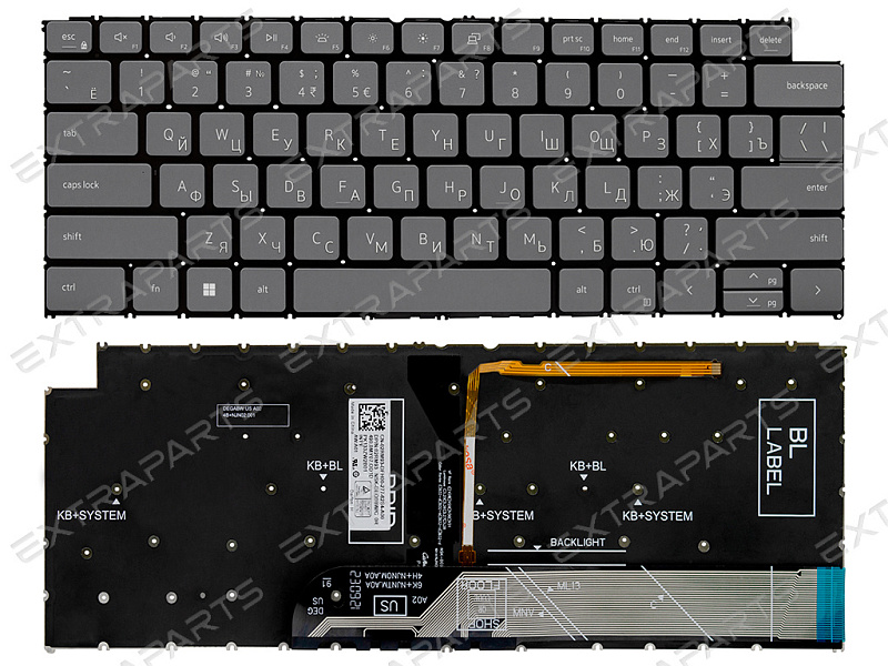 Клавиатура для Dell Inspiron 7415 2-in-1 серая с подсветкой