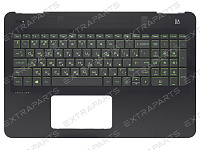 Топ-панель HP 15-bc черная без тачпада с подсветкой (зеленые клавиши)