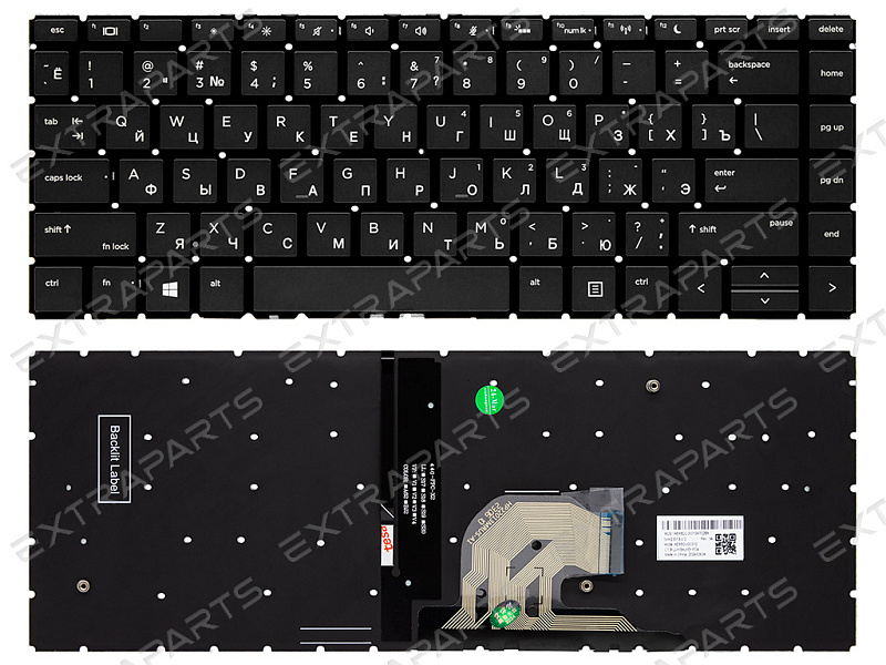 Клавиатура для HP Probook 445 G6 черная с подсветкой