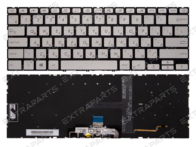Клавиатура Asus ZenBook 14 UX434DA серебро с подсветкой