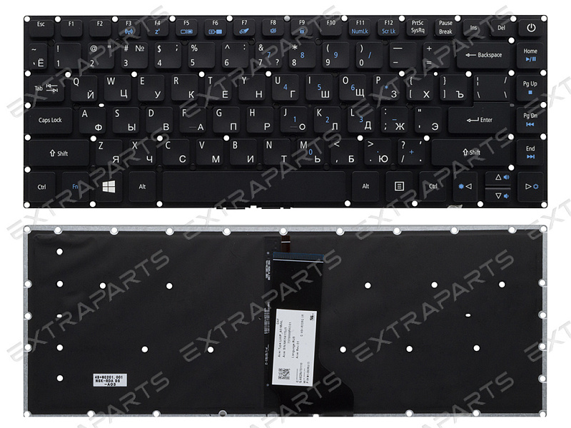Клавиатура для Acer Aspire E5-422 черная с подсветкой