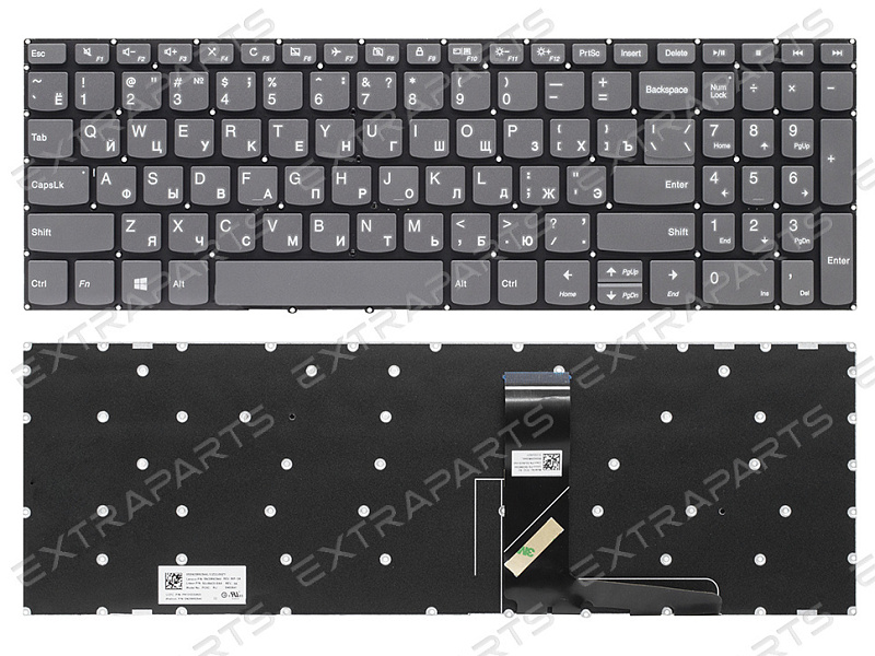 Клавиатура для Lenovo IdeaPad 3 15IGL05 серая (оригинал)