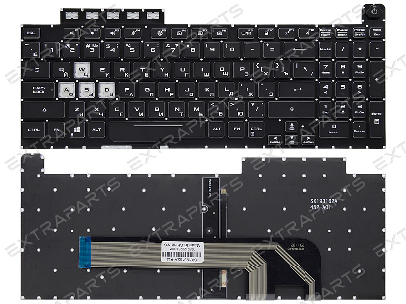 Клавиатура 0KNR0-681MRU00 для Asus черная с RGB-подсветкой (1-зонная)