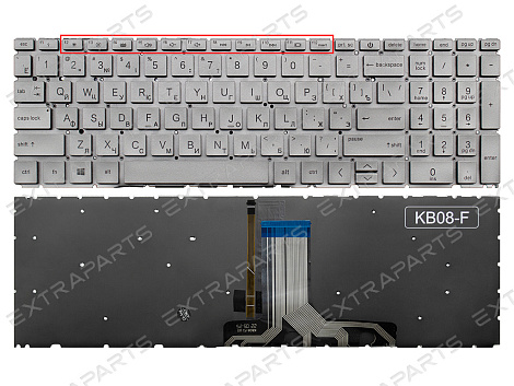 Клавиатура для HP Pavilion 15-eh серебряная с подсветкой (версия 1)
