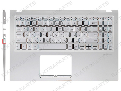 Топ-панель для ноутбука Asus Laptop D515DA  серебро, серебряные клавиши с подсветкой (для моделей с SD-портом)